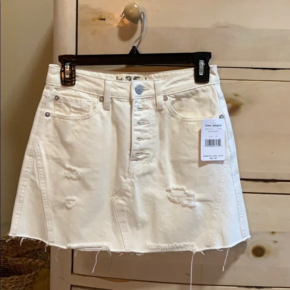 Never worn white Free People jean skirt